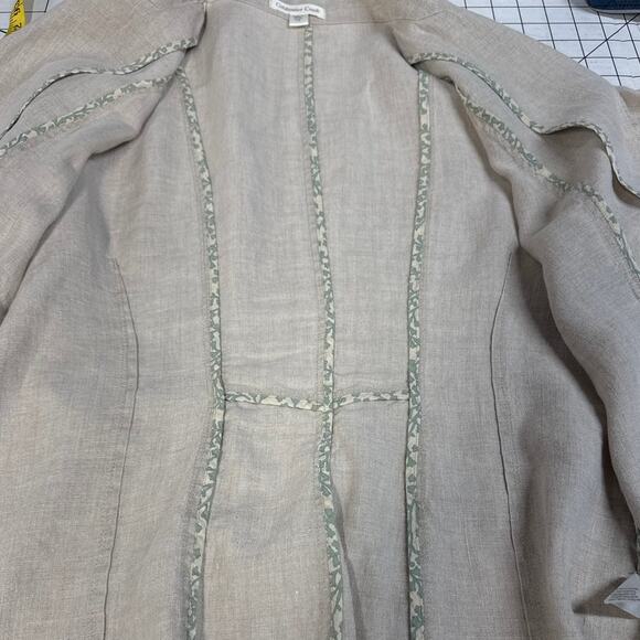 Coldwater Creek Oatmeal Tan Linen Blazer Jacket Women 14 - Picture 8 of 8